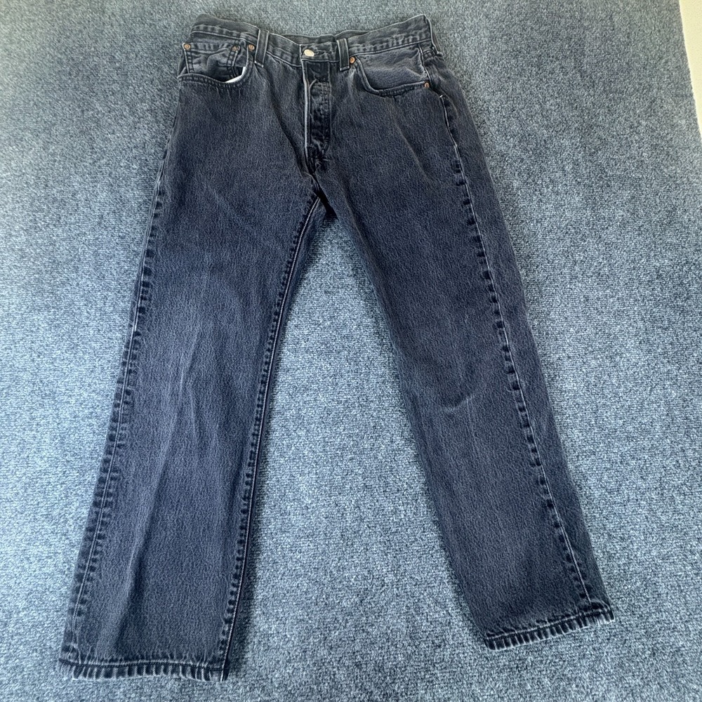 Vintage‎ Levi's 501 Jeans Mens 30x27 Black Denim Cotton Low Rise Straight Fit